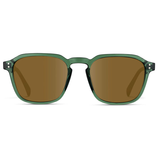 Emerald Green / Amber Lens || Green Square Frame with Amber Prescription Sunglass Lenses