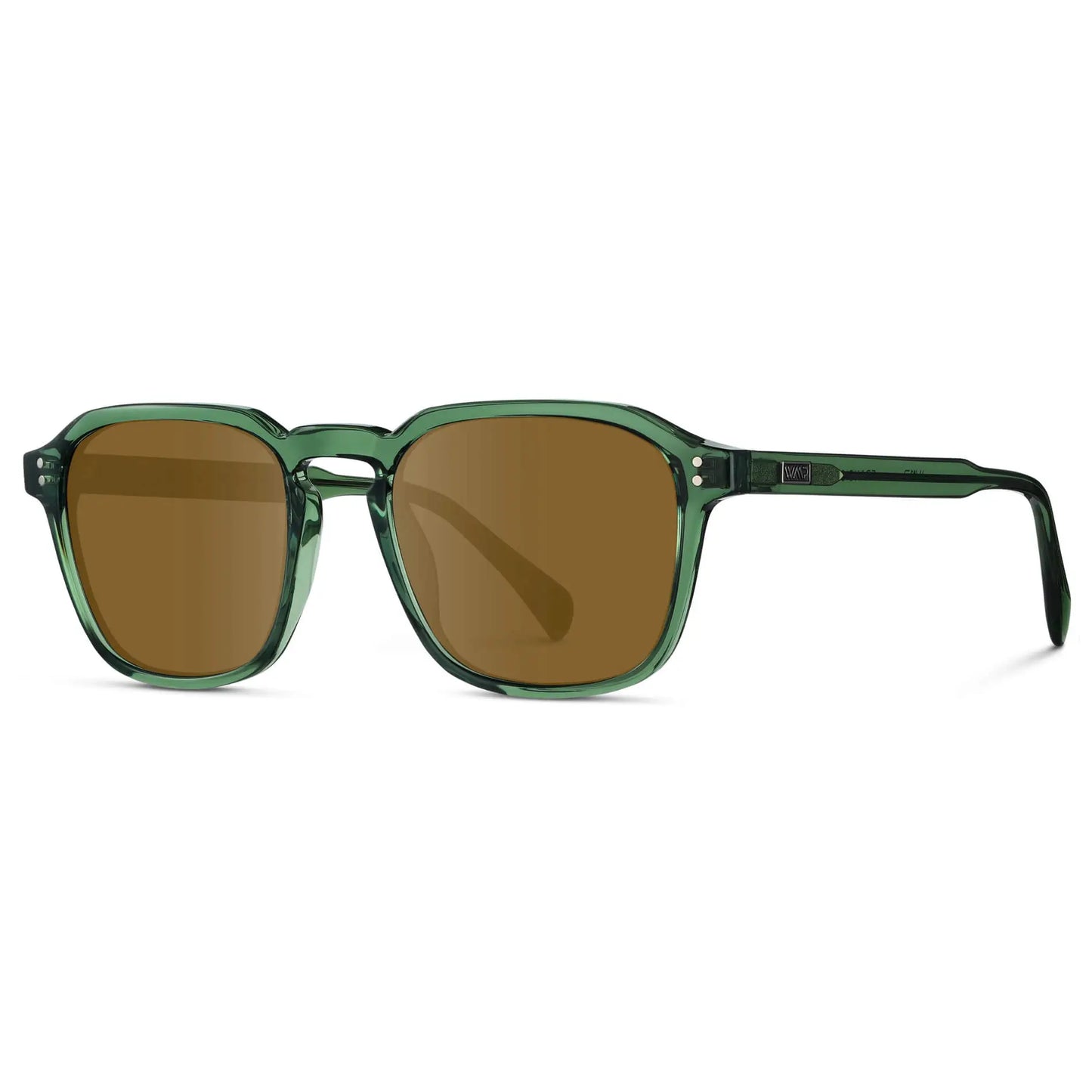 Emerald Green / Amber || Men's Square Prescription Sunglasses with Emerald Green Frame and Brown Lens