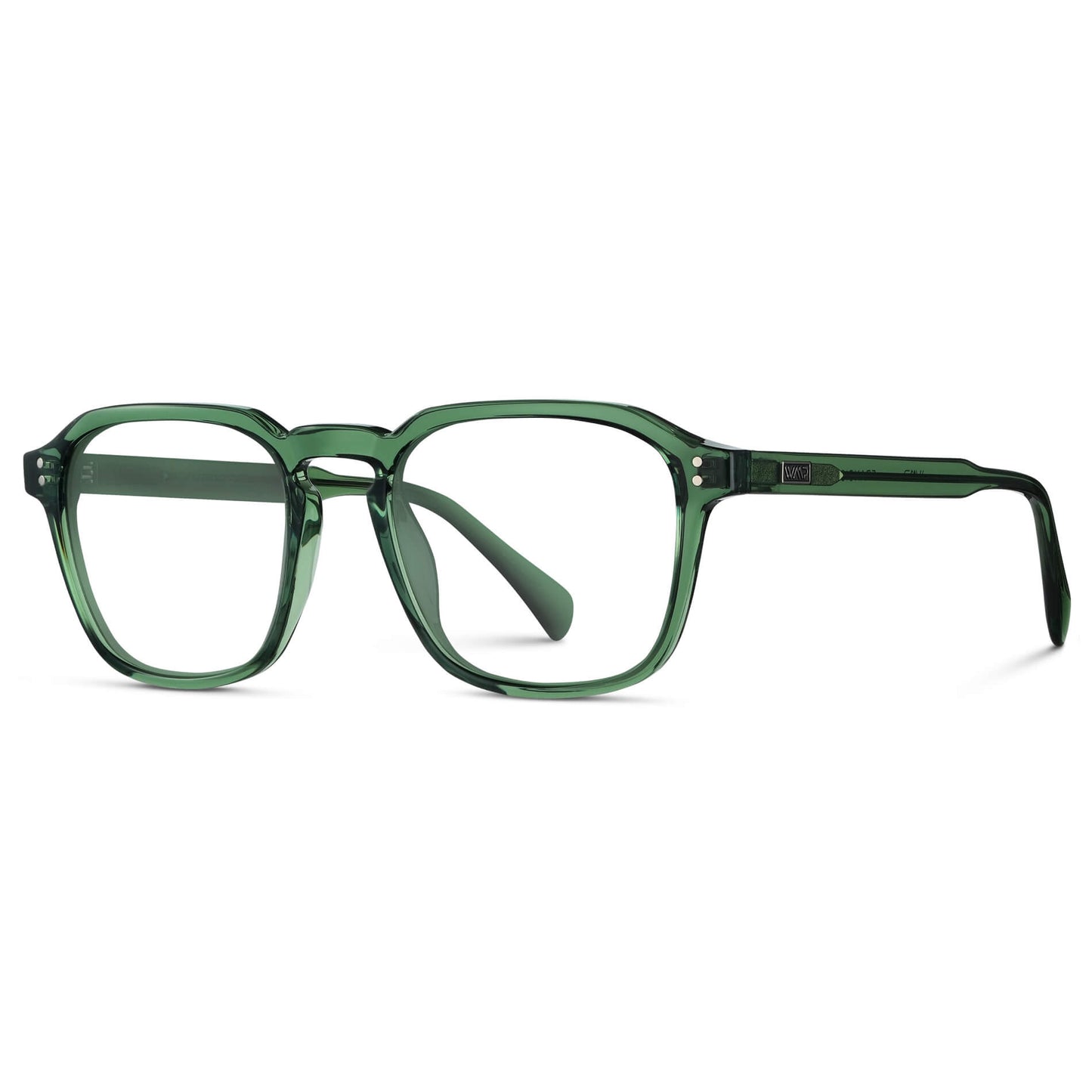 Emerald Green || Green Square Frame with Clear Prescription Lenses