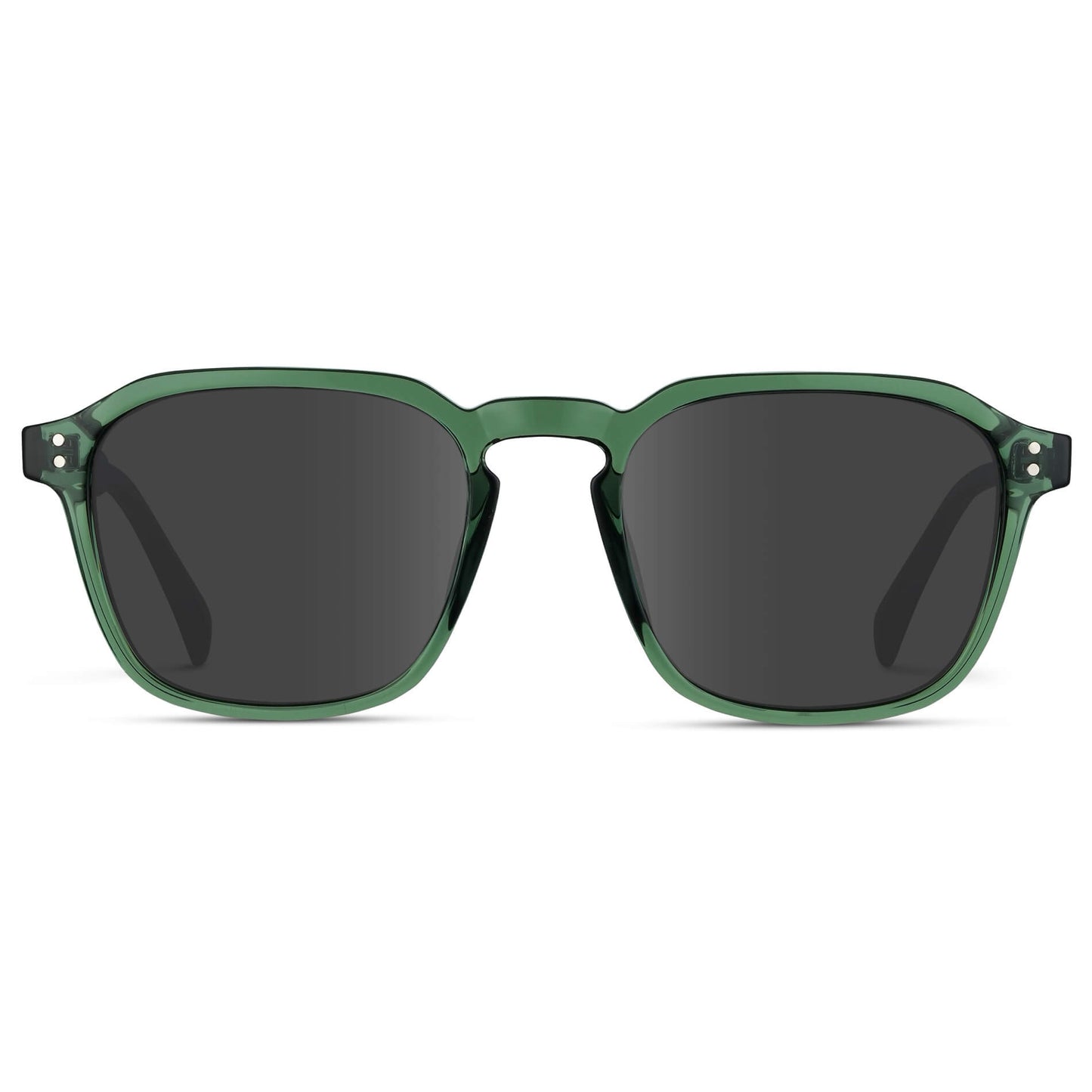Emerald Green / Grey Lens || Green Square Frame with Grey Prescription Sunglass Lenses