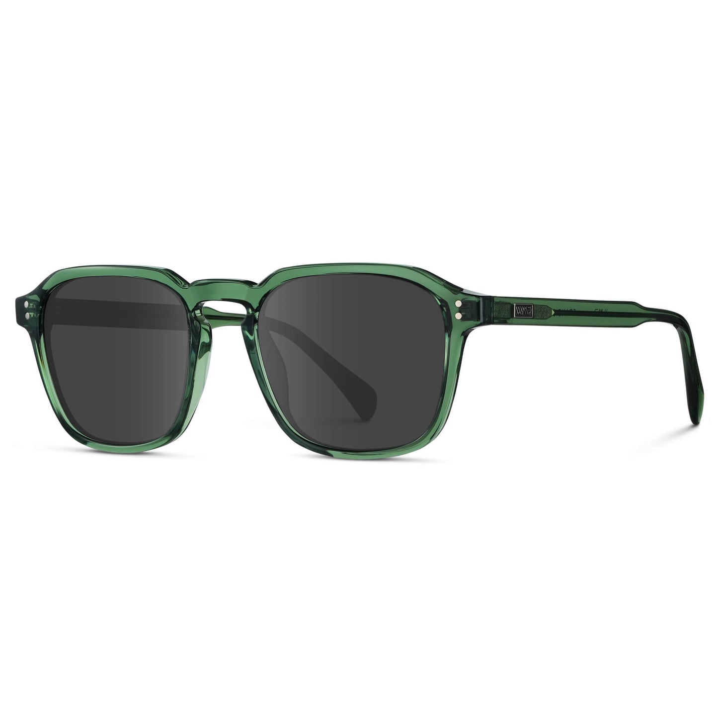 Emerald Green / Grey Lens || Green Square Frame with Grey Prescription Sunglass Lenses