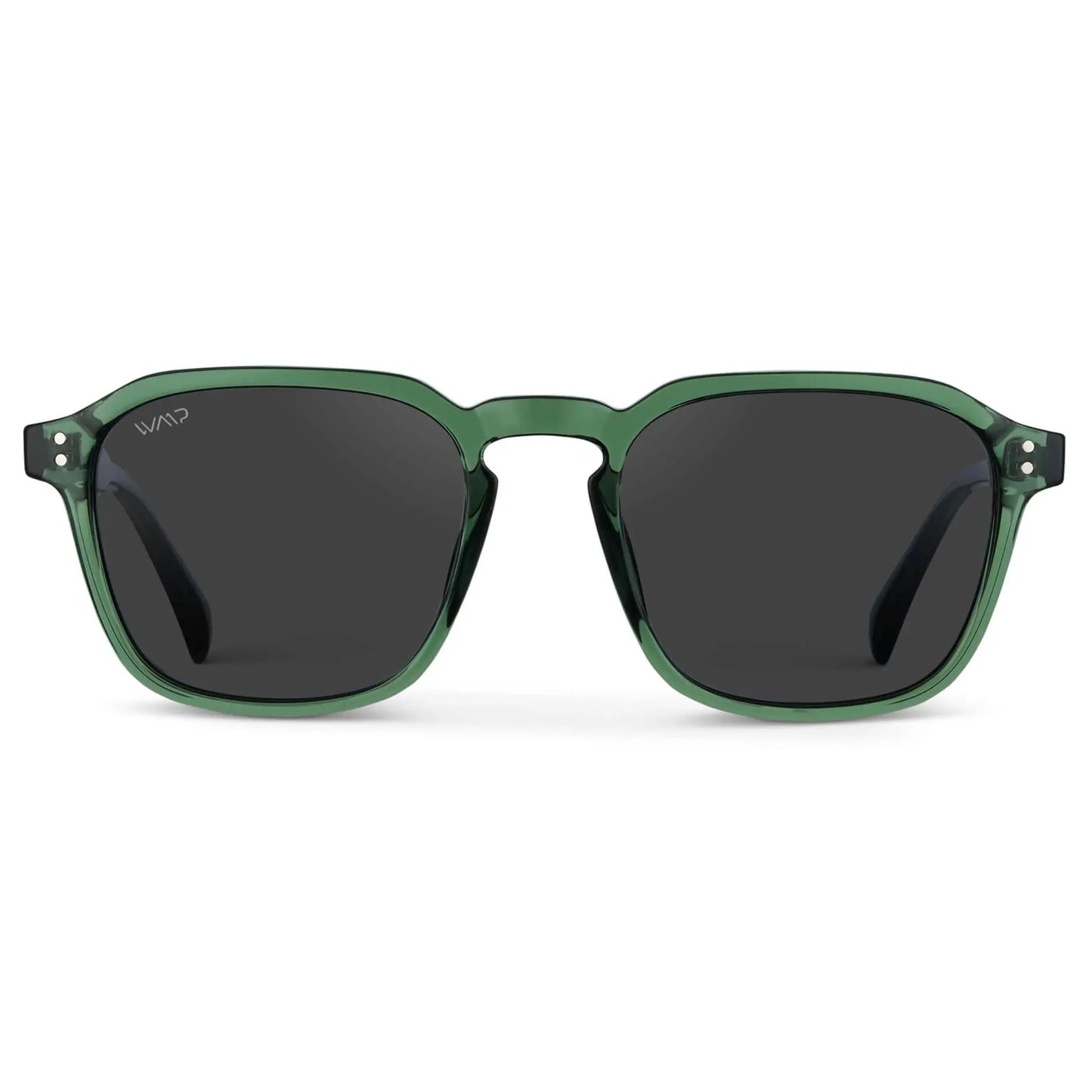 Emerald Green / Black Lens || Green Square Frame Sunglasses with Black Polarized Lenses