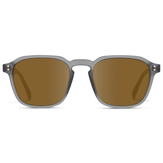 Moonrock Grey / Amber Lens || Grey Square Frame with Brown Prescription Sunglass Lenses