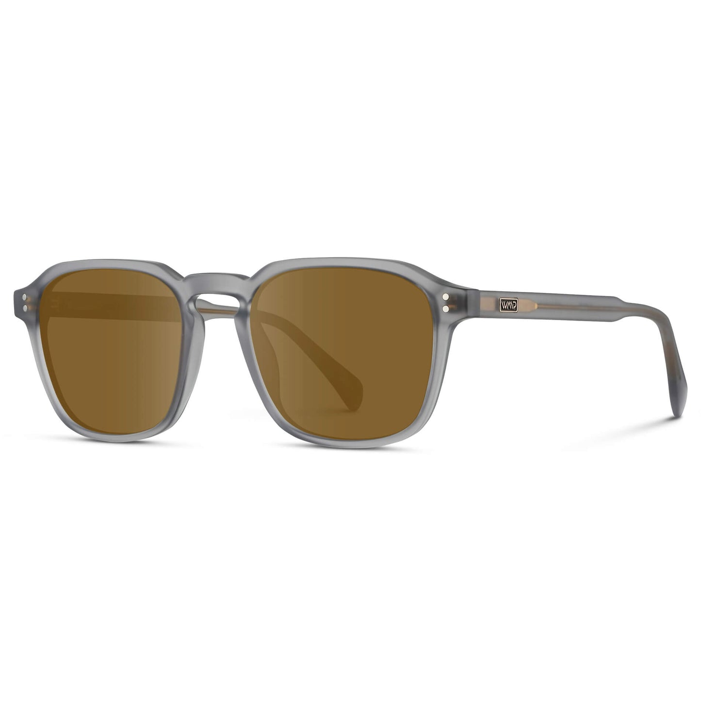 Moonrock Grey / Amber Lens || Grey Square Frame with Brown Prescription Sunglass Lenses