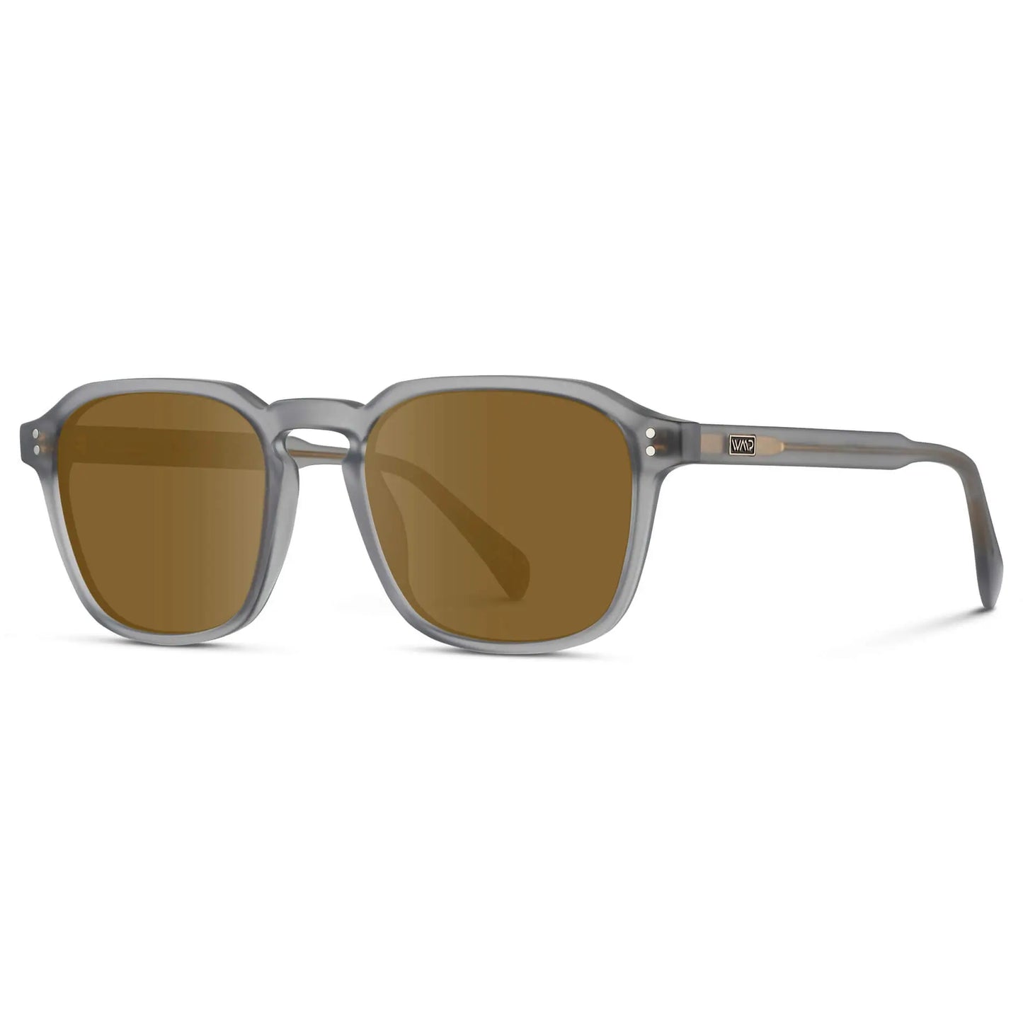 Moonrock Grey / Amber || Men's Square Prescription Sunglasses with Moonrock Grey Frame and Brown Lens