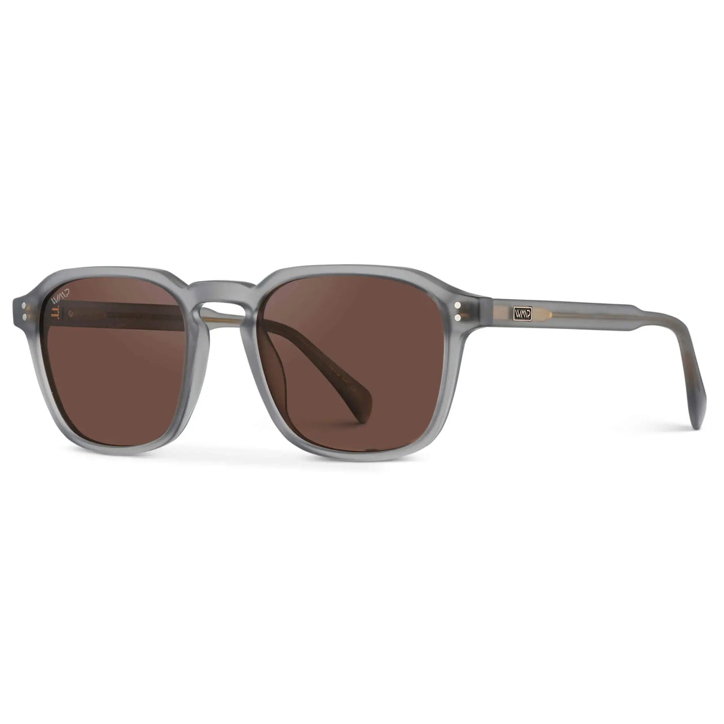 Moonrock Grey / Brown Lens || Grey Square Frame Sunglasses with Brown Polarized Lenses