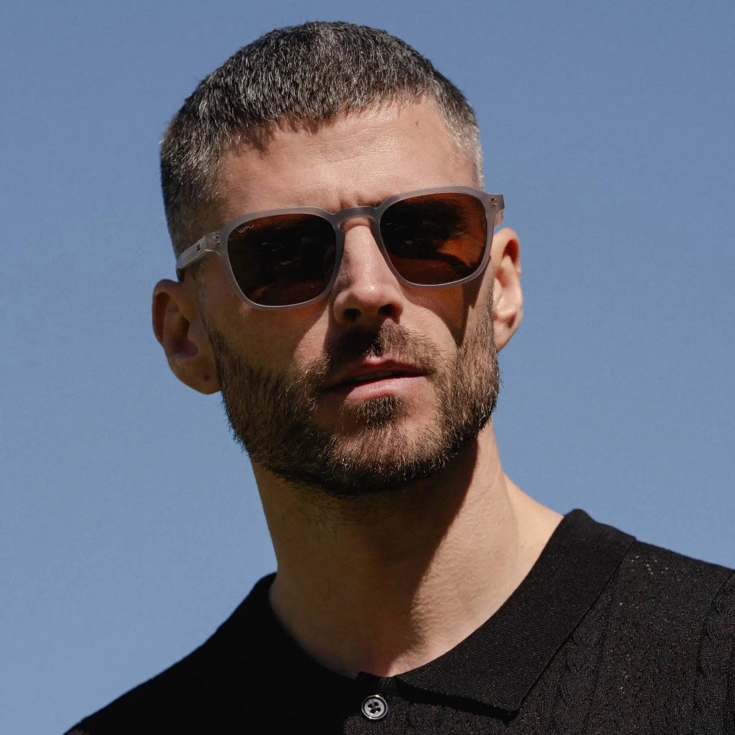 Moonrock Grey / Brown Lens || Grey Square Frame Sunglasses with Brown Polarized Lenses