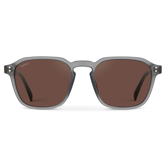 Moonrock Grey / Brown Lens || Grey Square Frame Sunglasses with Brown Polarized Lenses