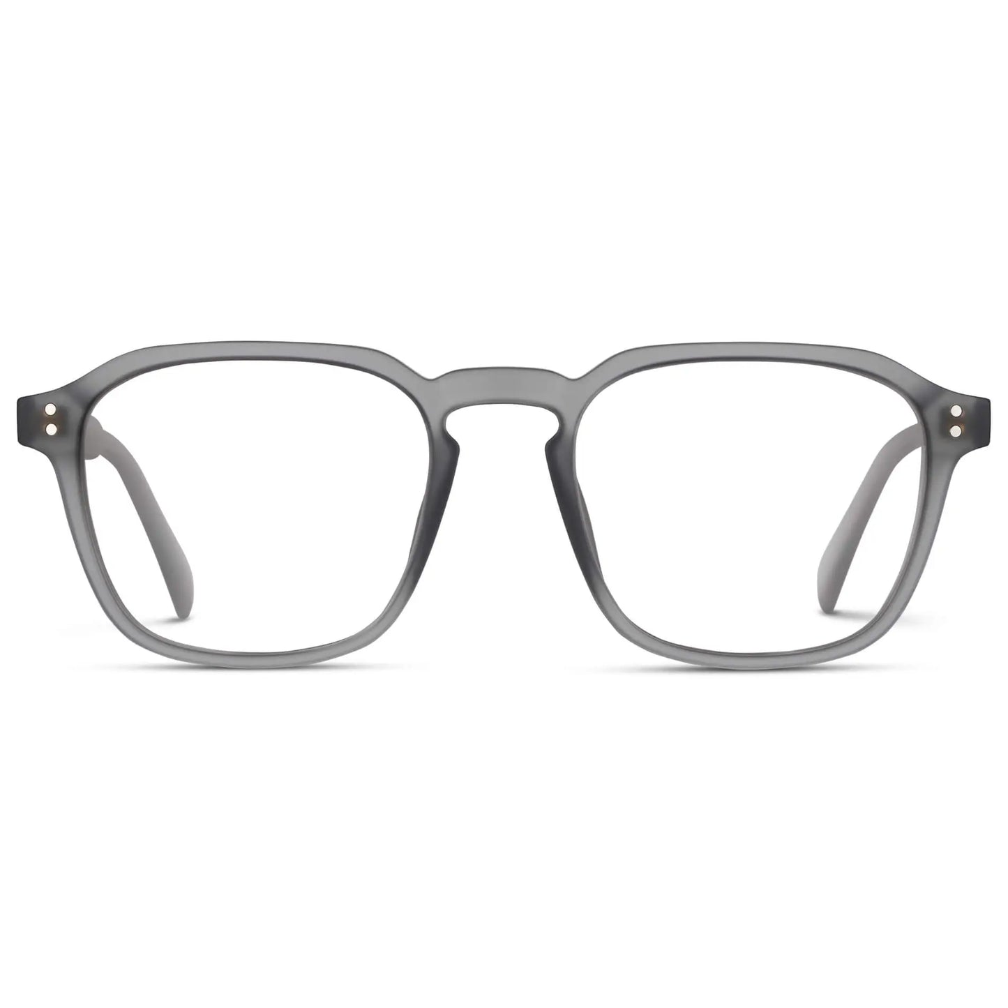 Moonrock Grey || Men's Square Prescription Sunglasses with Moonrock Grey Frame and Clear Lenses on a white background