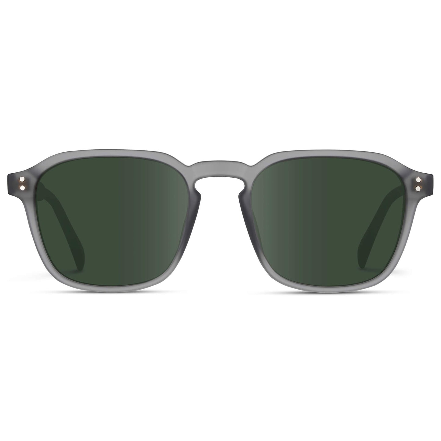 Moonrock Grey / G15 Lens || Grey Square Frame with Green Prescription Sunglass Lenses