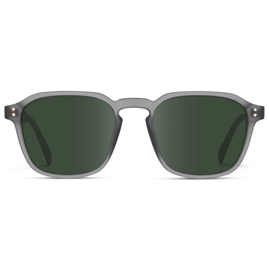 Moonrock Grey / G15 Lens || Grey Square Frame with Green Prescription Sunglass Lenses