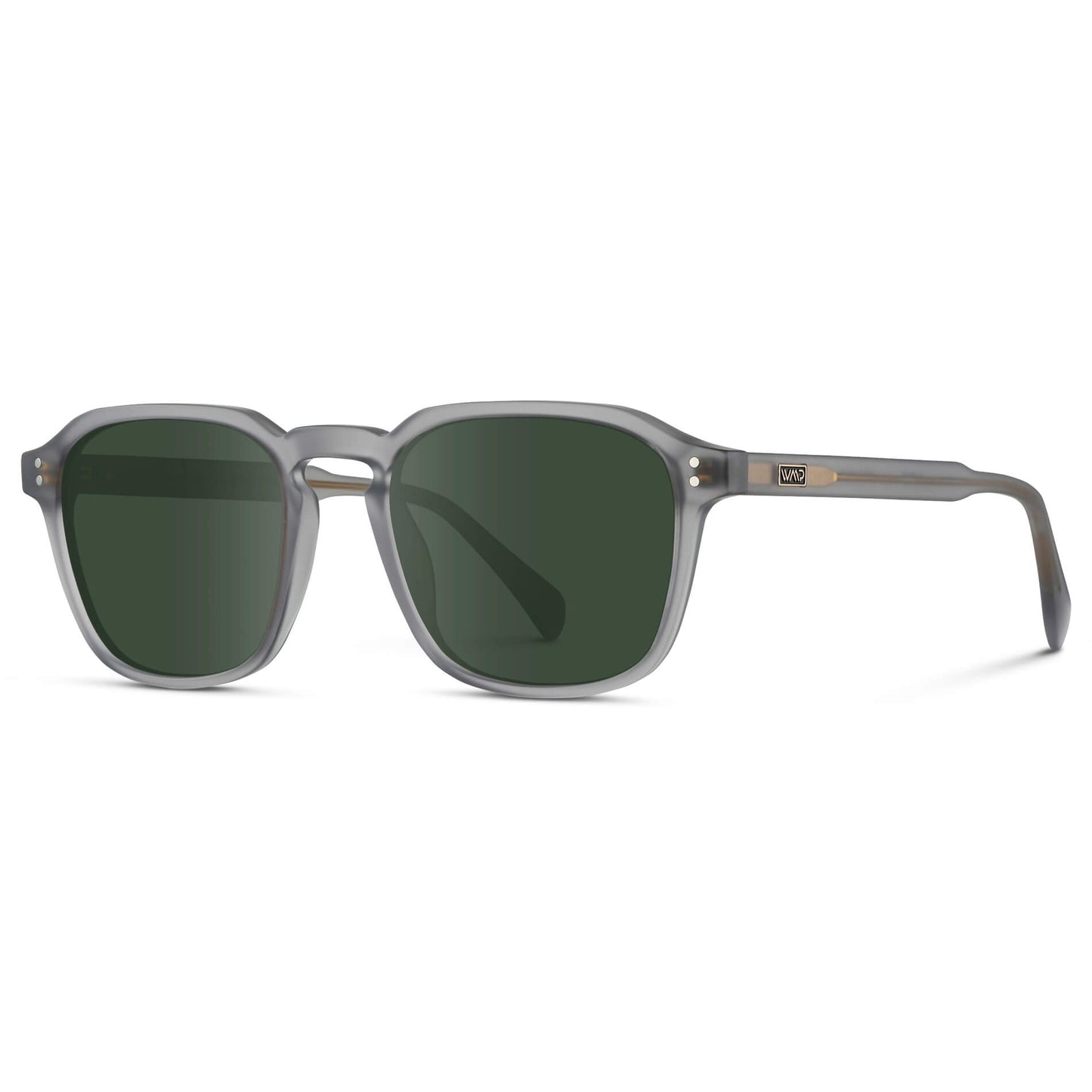 Moonrock Grey / G15 Lens || Grey Square Frame with Green Prescription Sunglass Lenses
