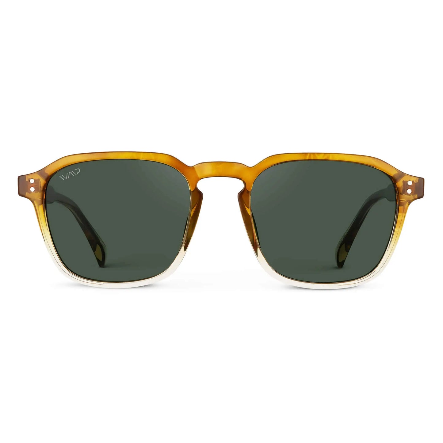 Sunset Tortoise / Smoke Green Lens || Tortoise Square Frame Sunglasses with Green Polarized Lenses