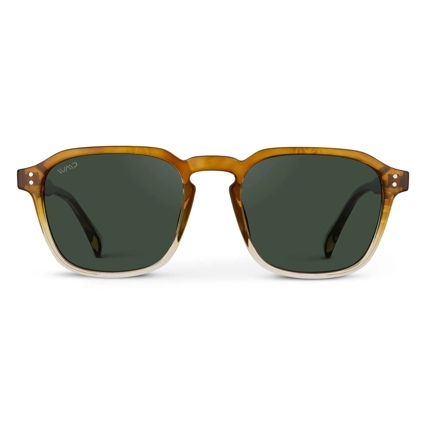 Sunset Tortoise / Smoke Green Lens || Tortoise Square Frame Sunglasses with Green Polarized Lenses