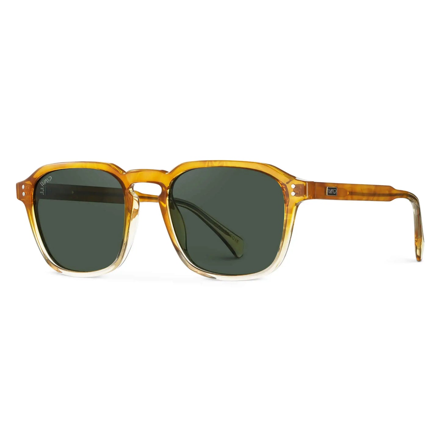 Sunset Tortoise / Smoke Green Lens || Tortoise Square Frame Sunglasses with Green Polarized Lenses