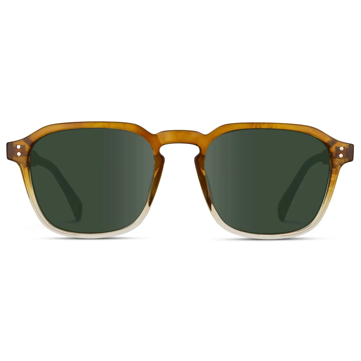 Sunset Tortoise / G15 || Men's Square Prescription Sunglasses with Sunset Tortoise Frame and Green Lens