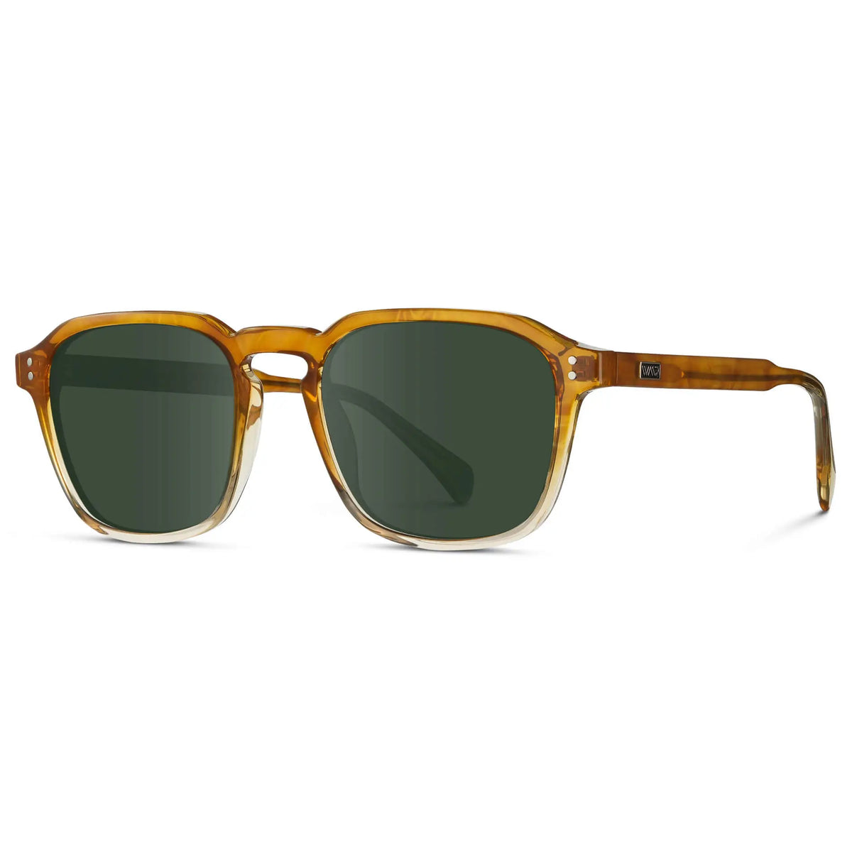 Sunset Tortoise / G15 || Men's Square Prescription Sunglasses with Sunset Tortoise Frame and Green Lens