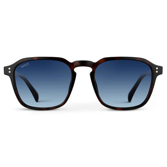 Brown Tortoise / Gradient Blue Lens || Tortoise Square Frame Sunglasses with Blue Polarized Lenses