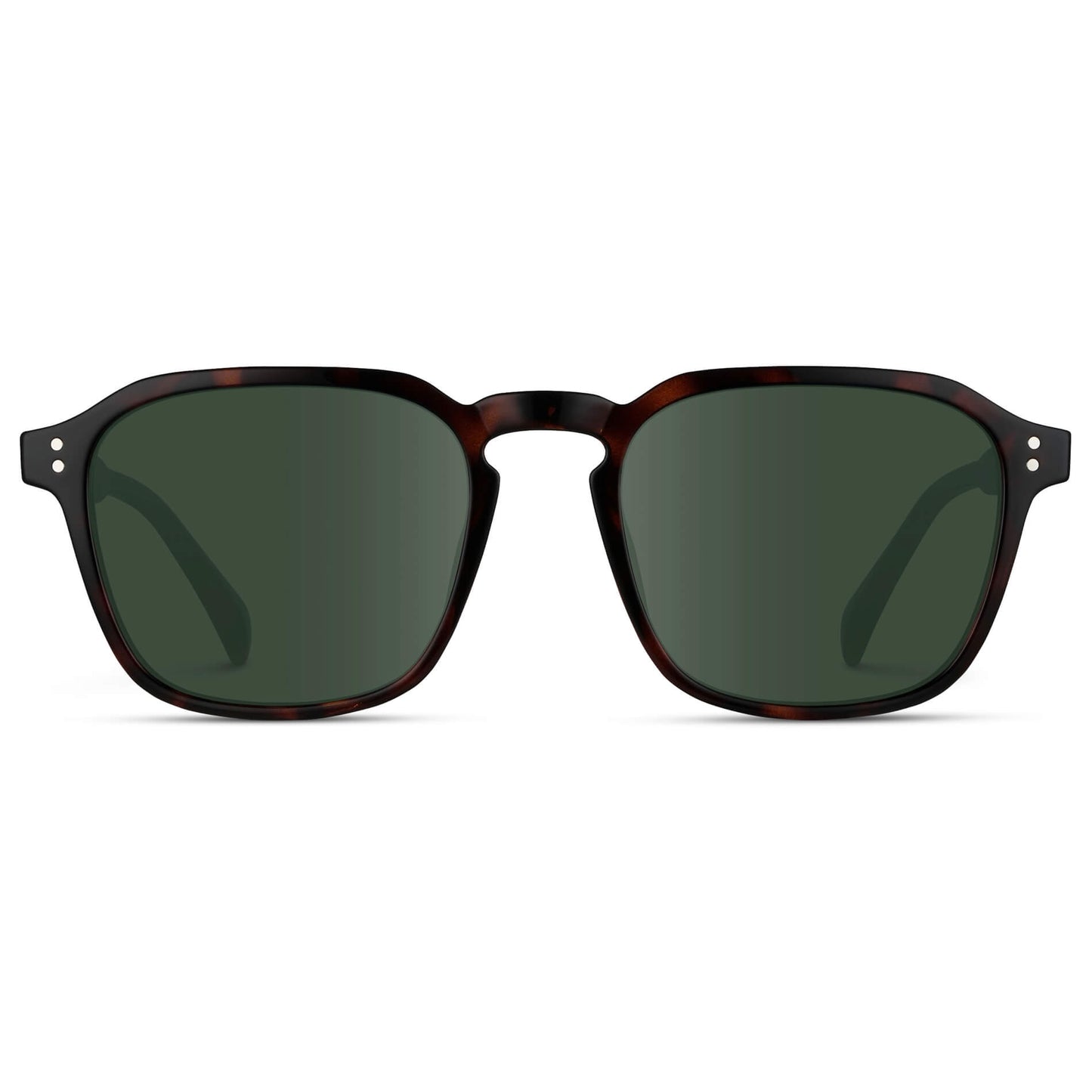 Brown Tortoise / G15 Lens || Tortoise Square Frame with Green Prescription Sunglass Lenses