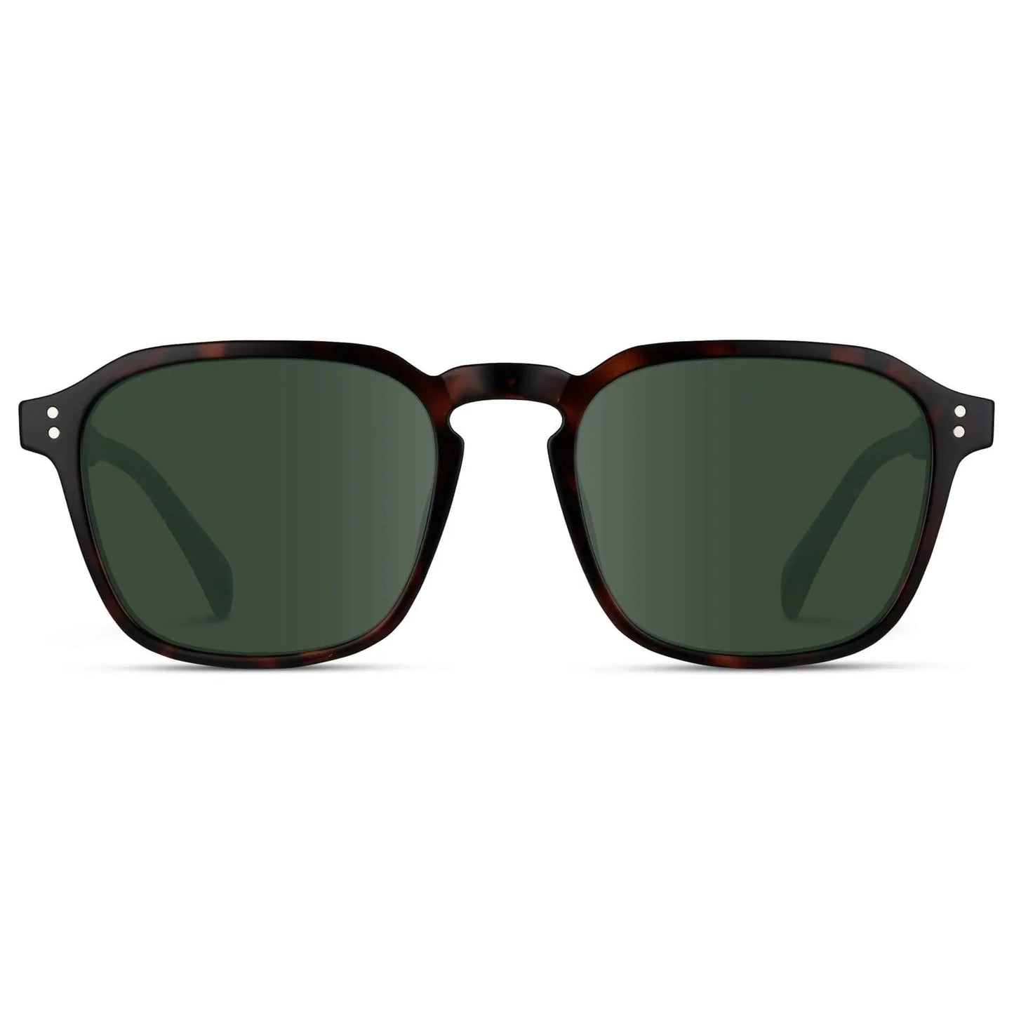 Brown Tortoise / G15 || Men's Square Prescription Sunglasses with Brown Tortoise Frame and Green Lens