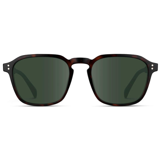 Brown Tortoise / G15 Lens || Tortoise Square Frame with Green Prescription Sunglass Lenses