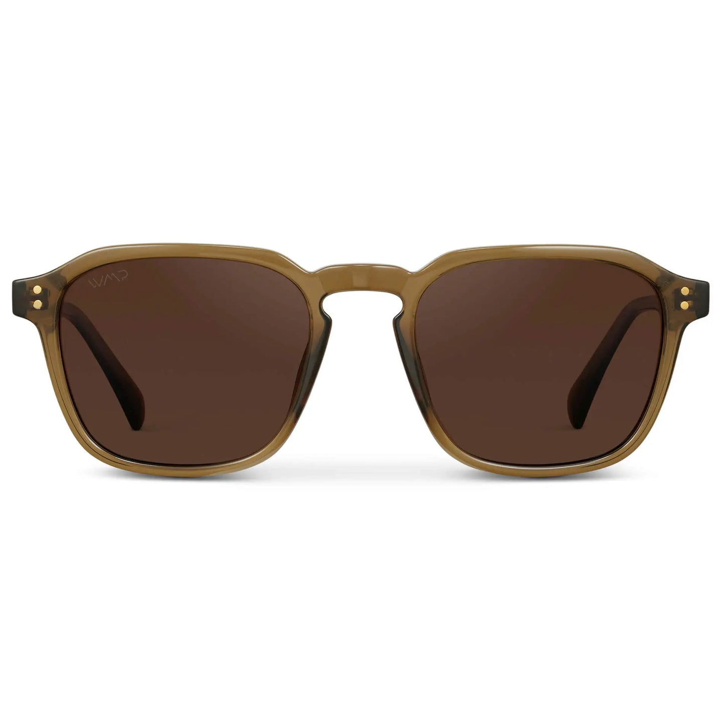 Crystal Verde / Dark Brown Lens || Dark Green Square Frame Sunglasses with Dark Brown Polarized Lenses