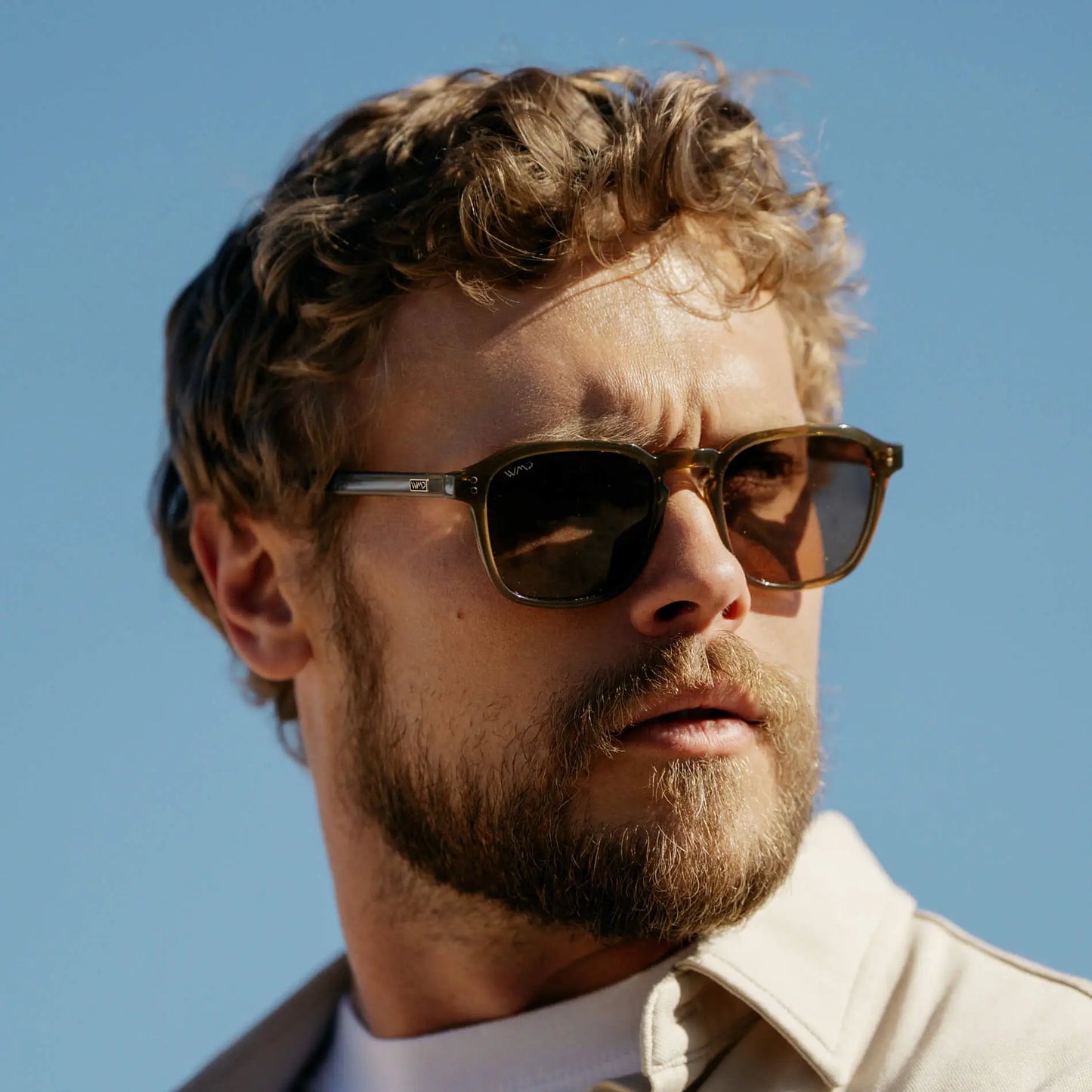 Crystal Verde / Dark Brown Lens || Dark Green Square Frame Sunglasses with Dark Brown Polarized Lenses