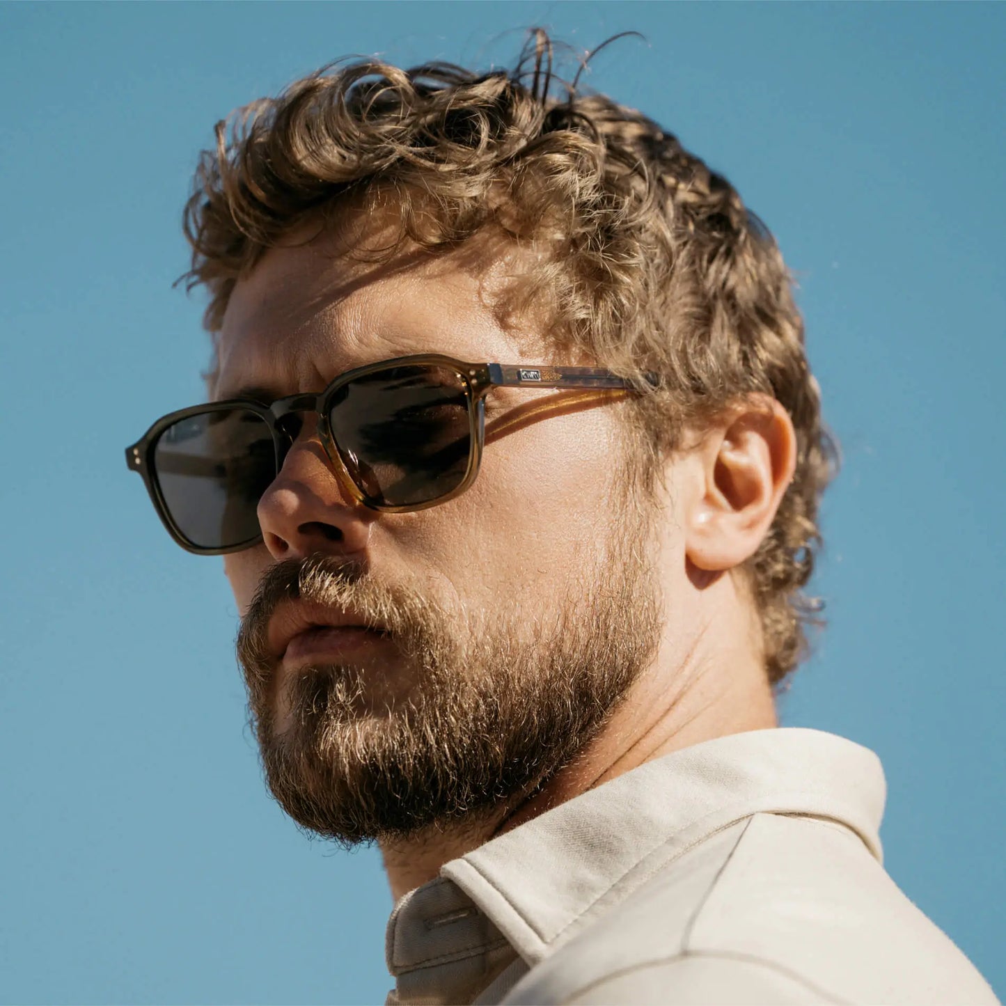 Crystal Verde / Dark Brown Lens || Dark Green Square Frame Sunglasses with Dark Brown Polarized Lenses