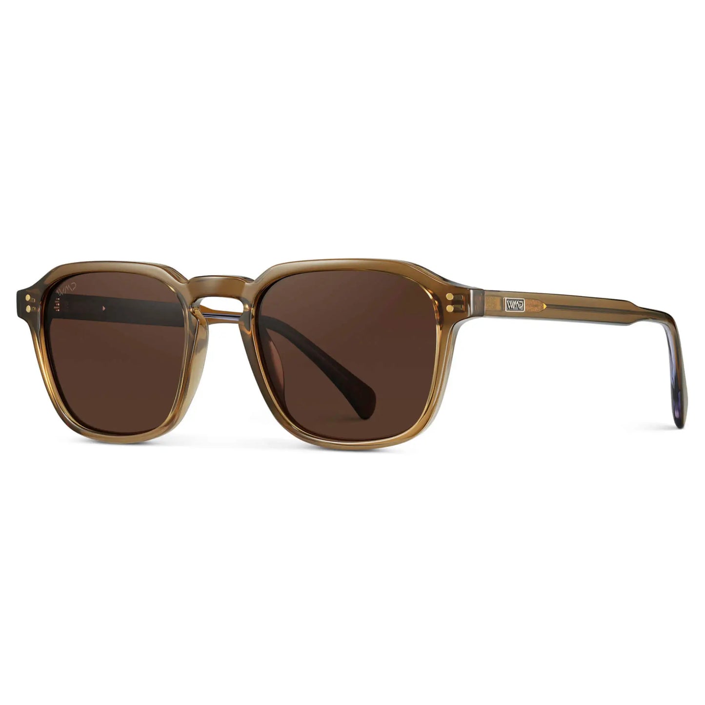 Crystal Verde / Dark Brown Lens || Dark Green Square Frame Sunglasses with Dark Brown Polarized Lenses