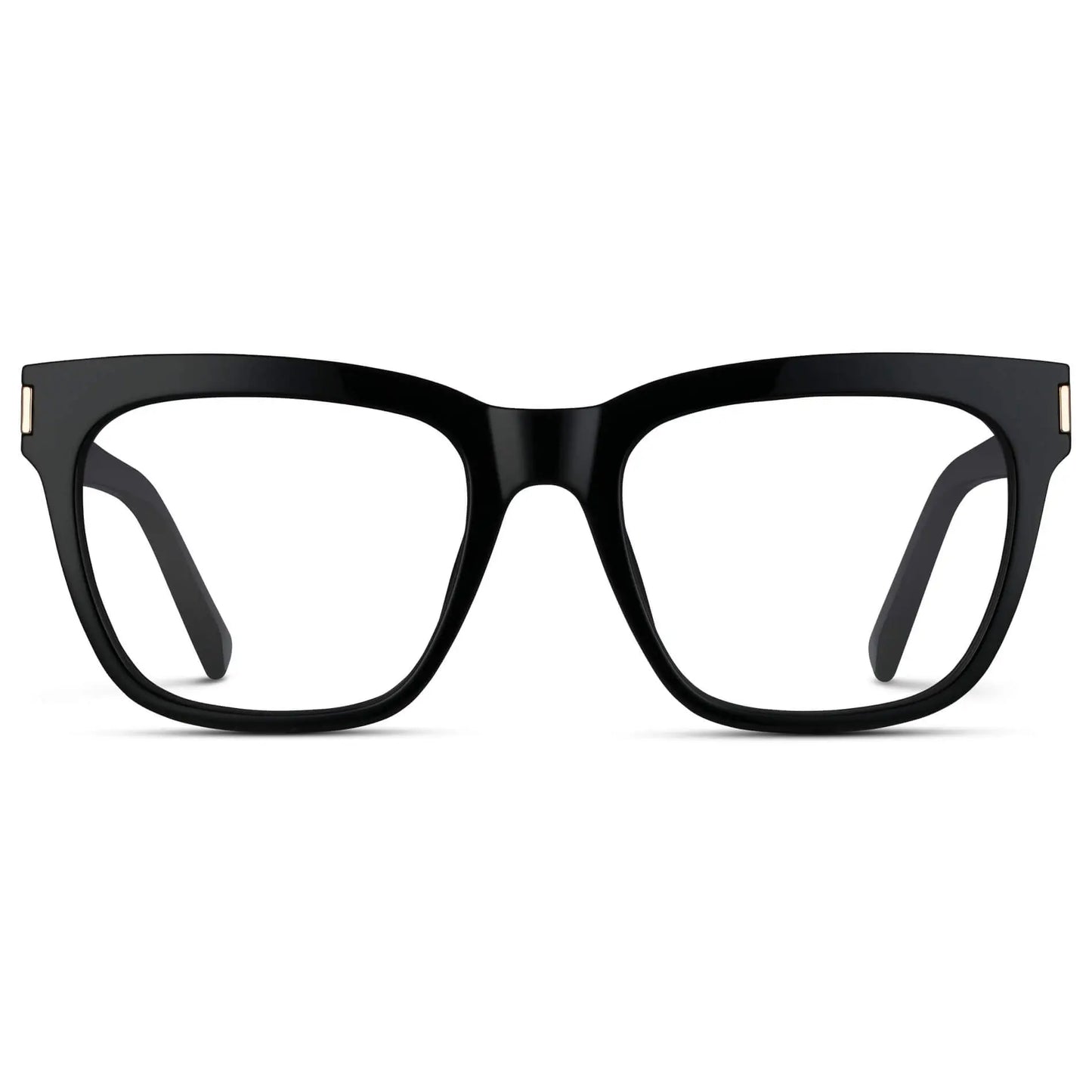 Black || Women's Oversized Square Prescription Eyeglasses with Black Frames with Clear Lenses on a white background