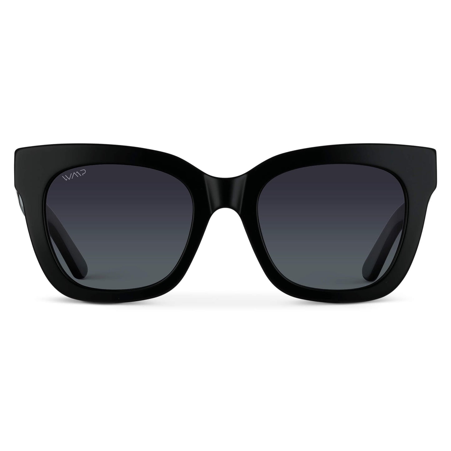 Glossy Black / Black Lens || Black Cateye Frame Sunglasses with Black Polarized Lenses