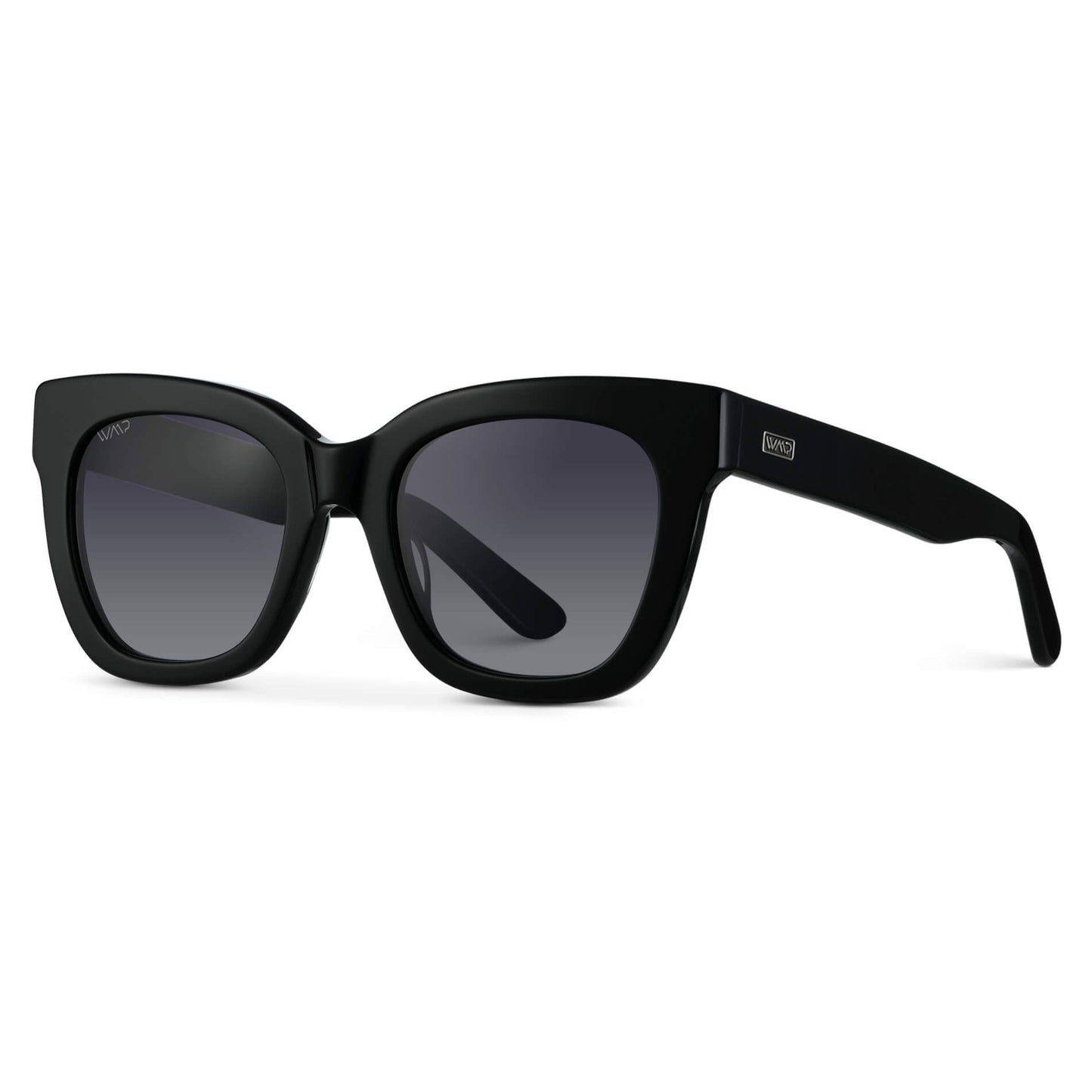 Glossy Black / Black Lens || Black Cateye Frame Sunglasses with Black Polarized Lenses