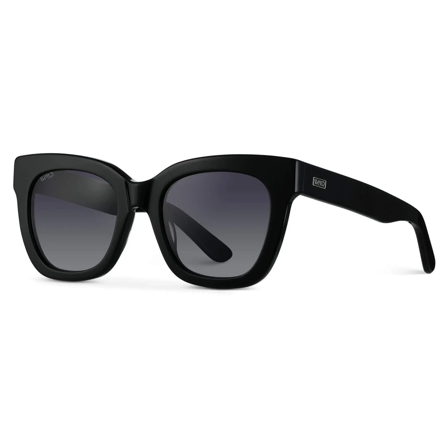 Glossy Black / Black Lens || Women's Black Cateye Frame Sunglasses with Black Polarized Lenses
