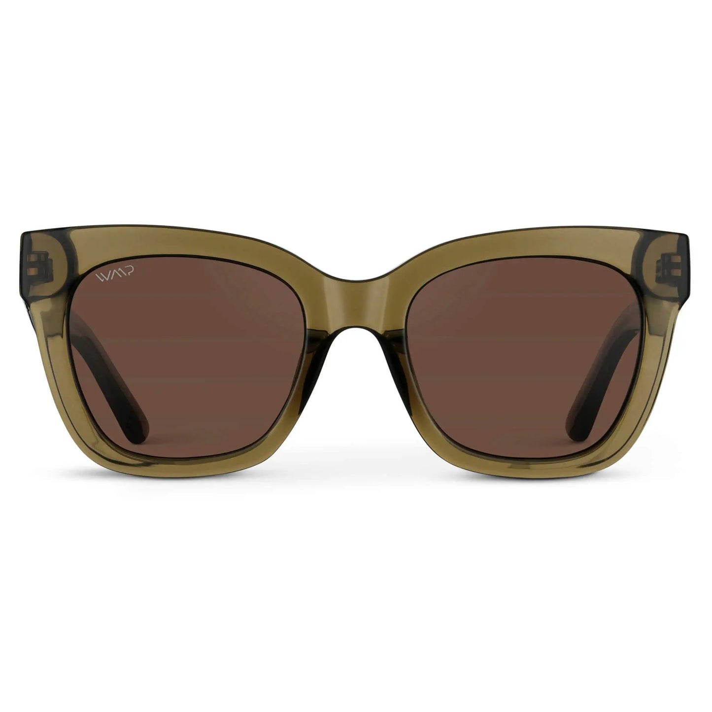Khaki Crystal Green / Brown Lens || Women's Green Cateye Frame Sunglasses with Brown Polarized Lenses