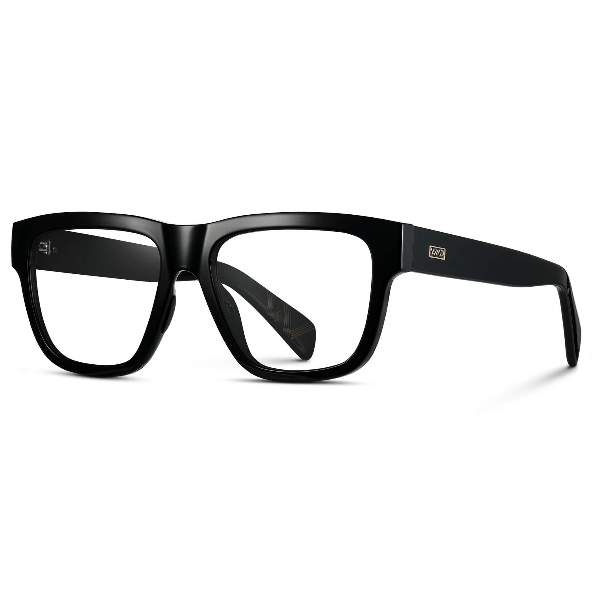 Black || Black Square Frame Glasses with Clear Lenses