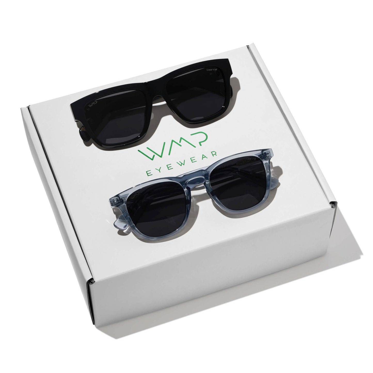 The Clubhouse Kit || Best Selling Men's Golf Styles Link in Black/Black Lens and Wyndham in Denim Blue/Black Lens combined in a gifting kit