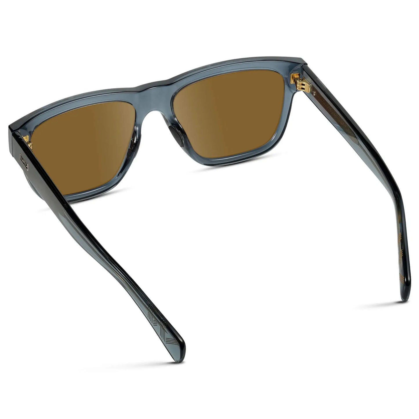 Crystal Navy Dusk / Amber || Back view of Men's Square Prescription Glasses with Crystal Navy Dusk Frame and Amber Lenses on a white background