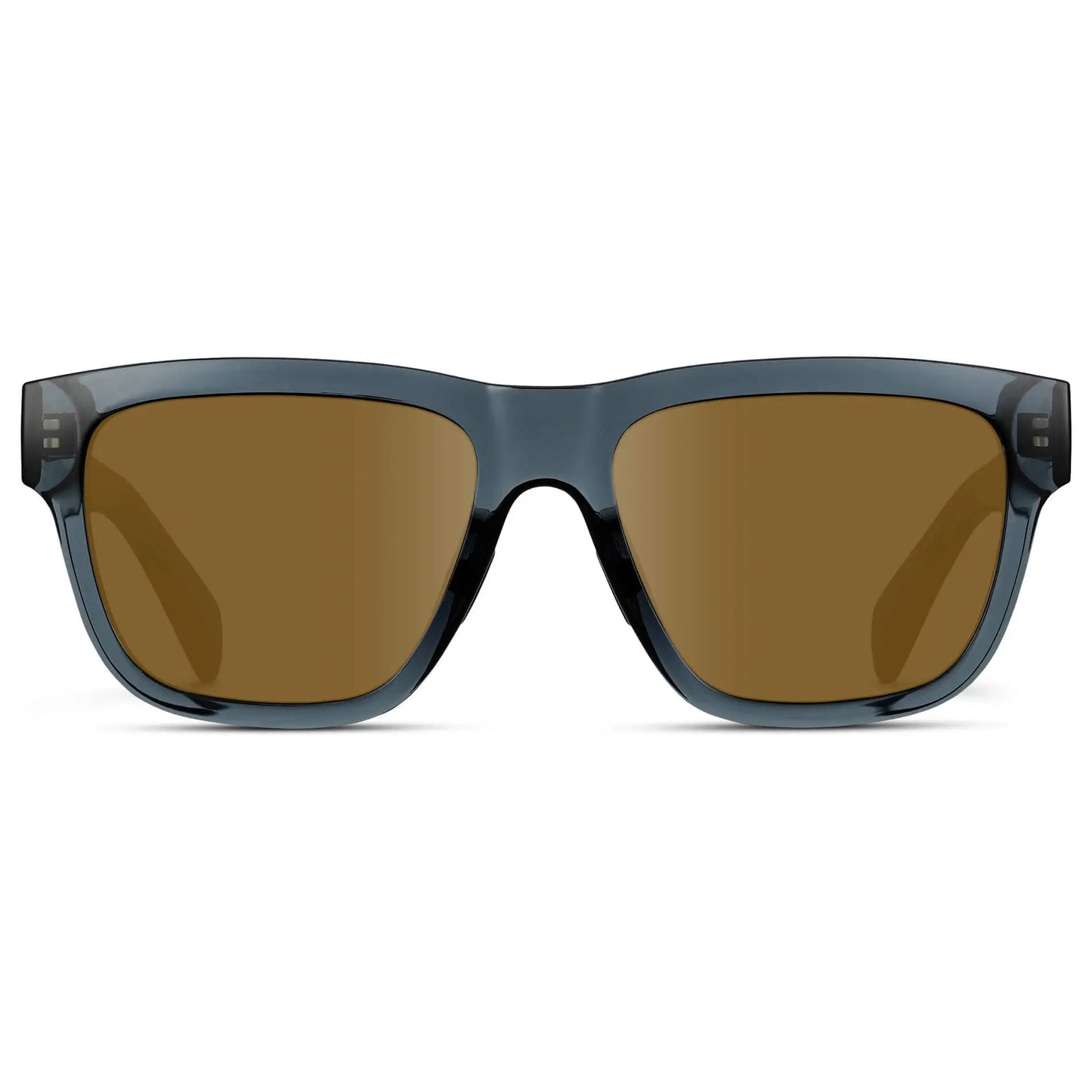 Crystal Navy Dusk / Amber || Men's Square Prescription Glasses with Crystal Navy Dusk Frame and Amber Lenses on a white background