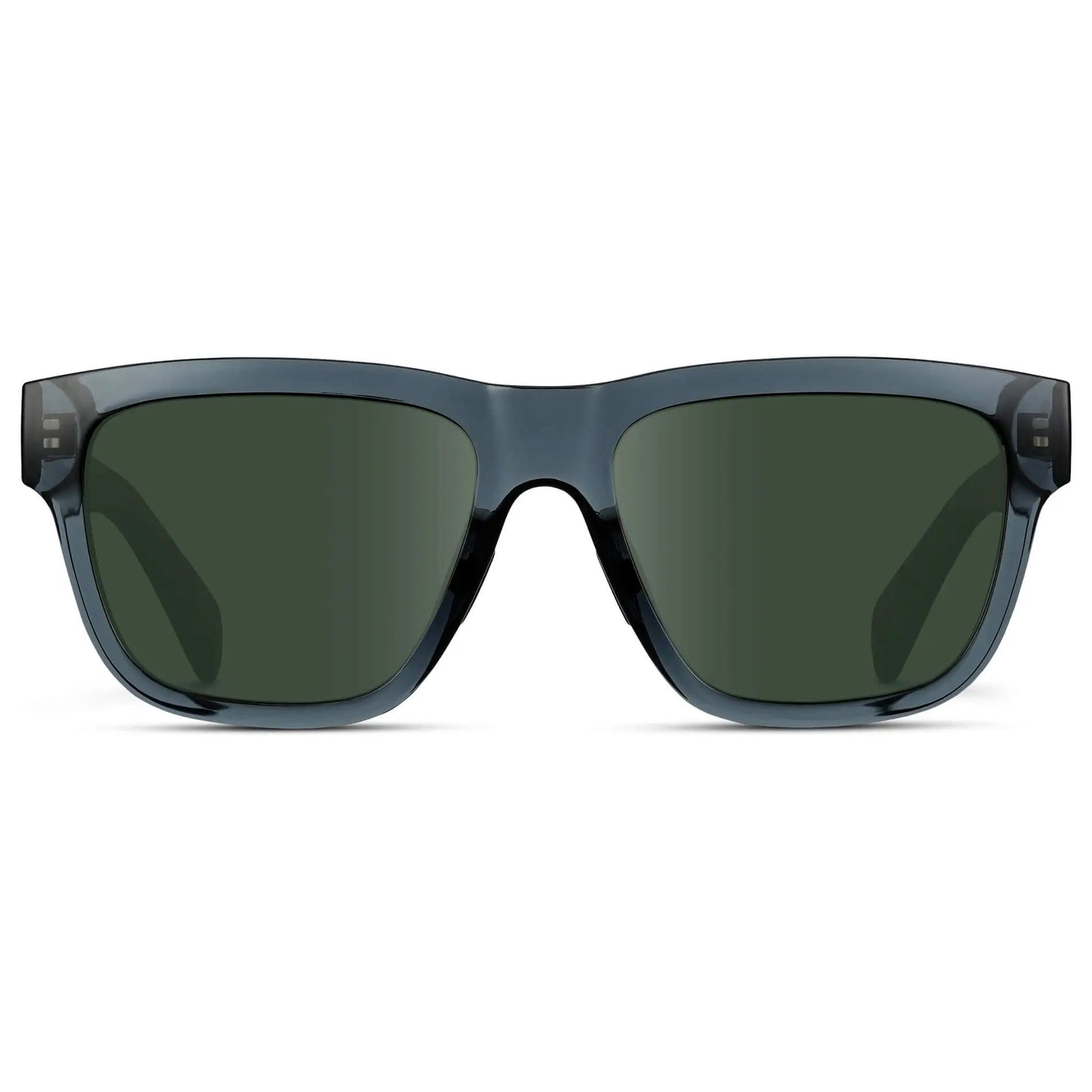 Crystal Navy Dusk / G15 || Men's Square Prescription Glasses with Crystal Navy Dusk Frame and Green Lenses on a white background