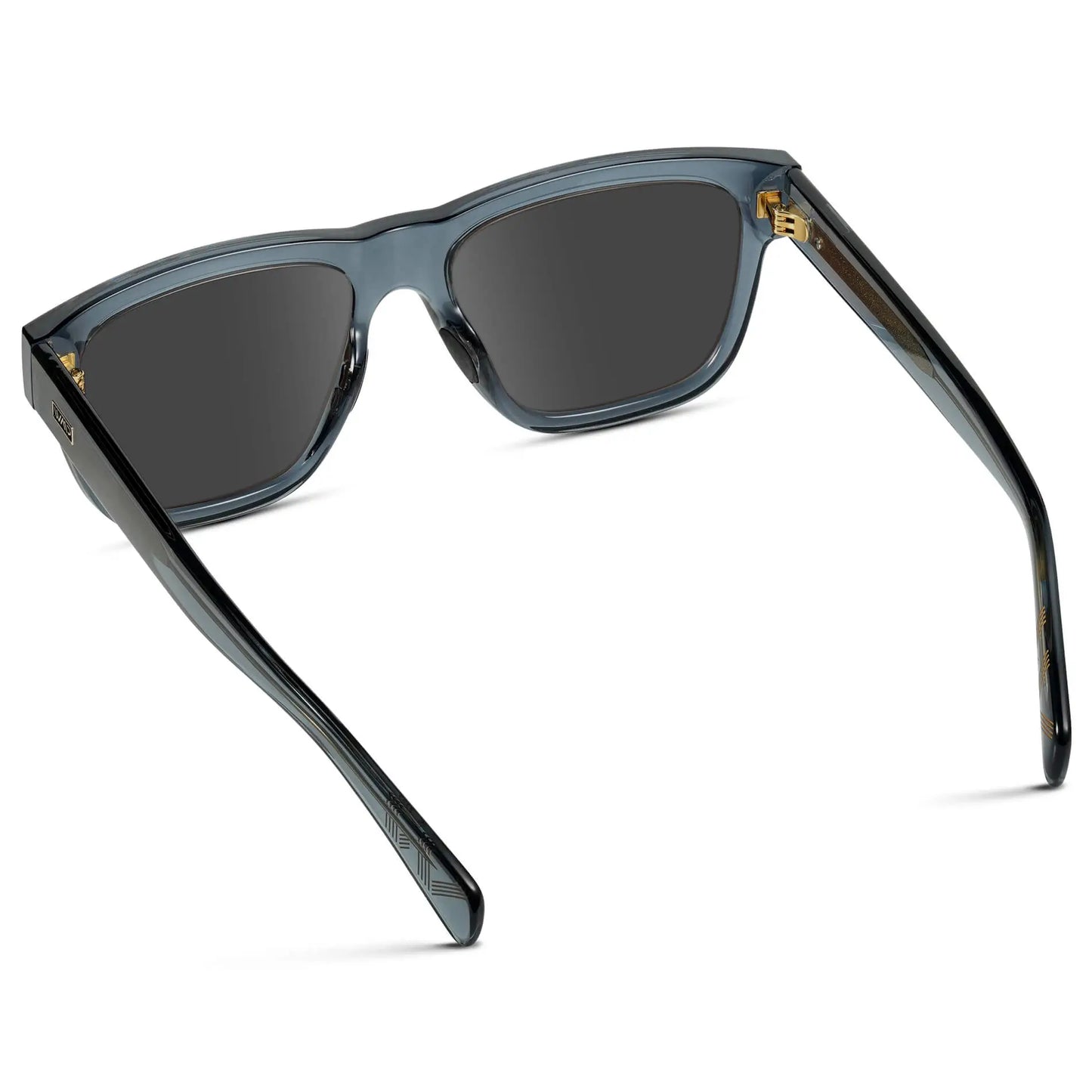 Crystal Navy Dusk / Grey || Back view of Men's Square Prescription Glasses with Crystal Navy Dusk Frame and Grey Lenses on a white background