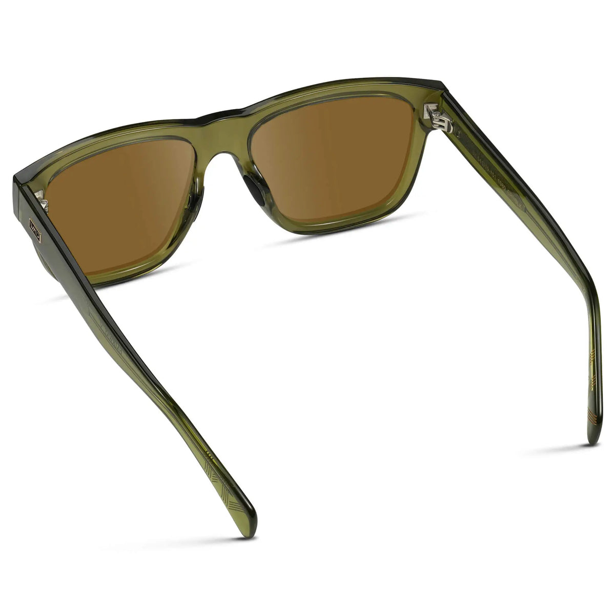 Crystal Saguaro Green / Amber || Back view of Men's Square Prescription Glasses with Crystal Saguaro Green Frame and Amber Lenses on a white background
