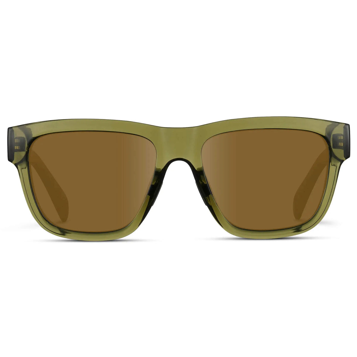 Crystal Saguaro Green / Amber || Men's Square Prescription Glasses with Crystal Saguaro Green Frame and Amber Lenses on a white background