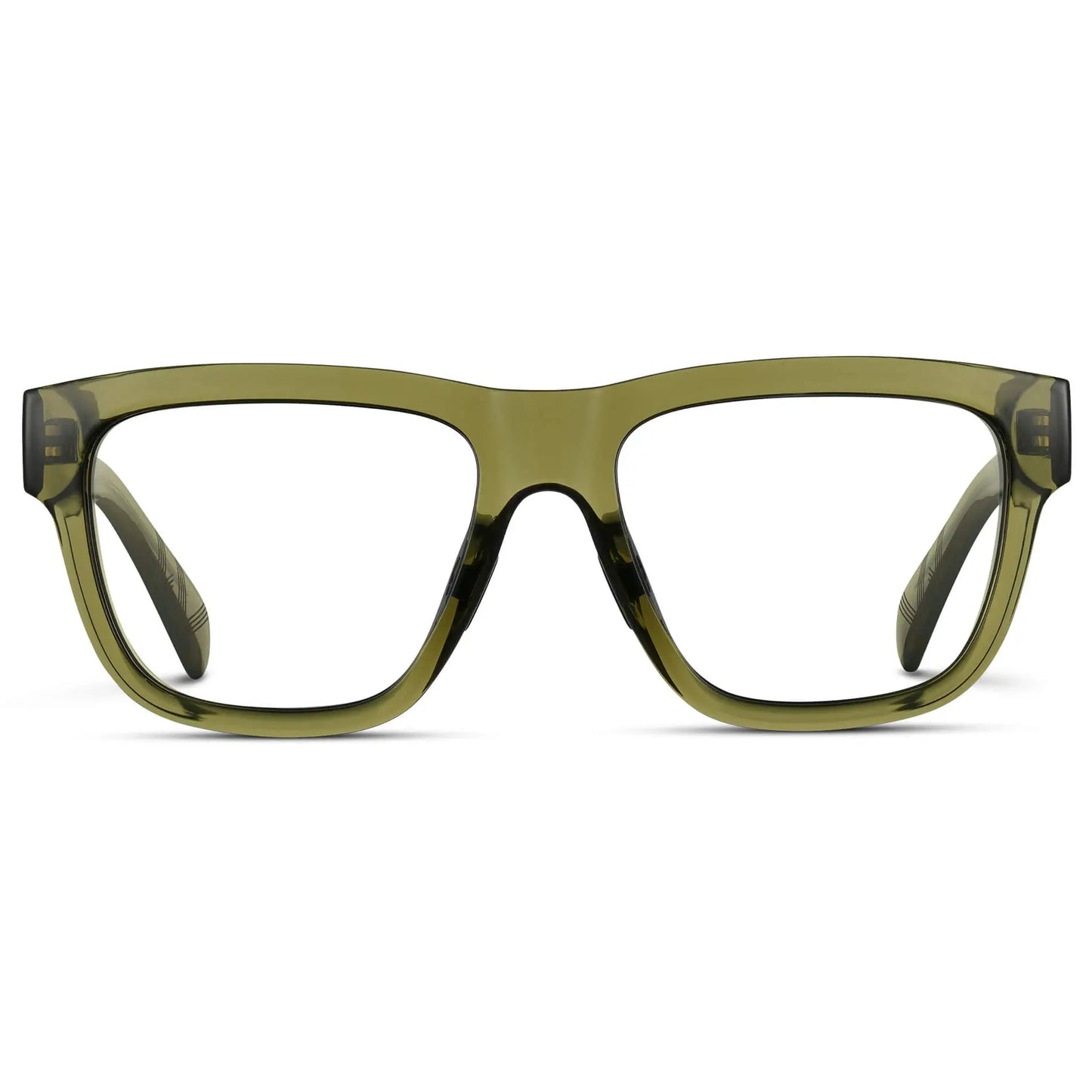 Crystal Saguaro Green || Men's Square Prescription Classes with Crystal Saguaro Green Frame and Clear Lenses on a white background