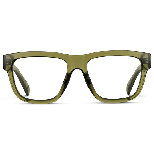 Crystal Saguaro Green || Green Square Frame Glasses with Clear Lenses