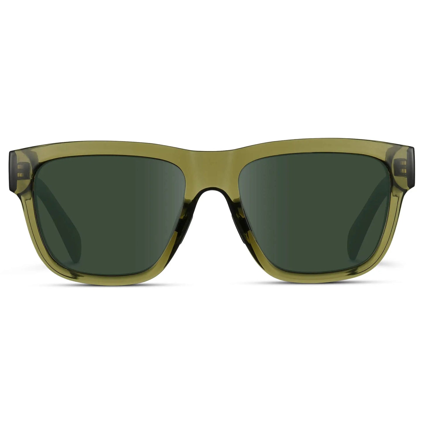 Crystal Saguaro Green / G15 || Men's Square Prescription Glasses with Crystal Saguaro Green Frame and Green Lenses on a white background
