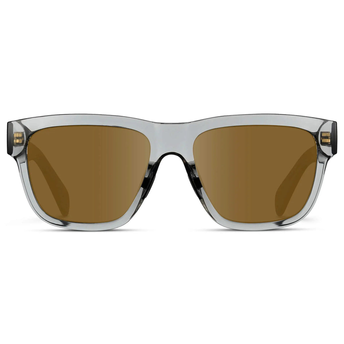 Crystal Grey / Amber || Men's Square Prescription Glasses with Crystal Grey Frame and Amber Lenses on a white background