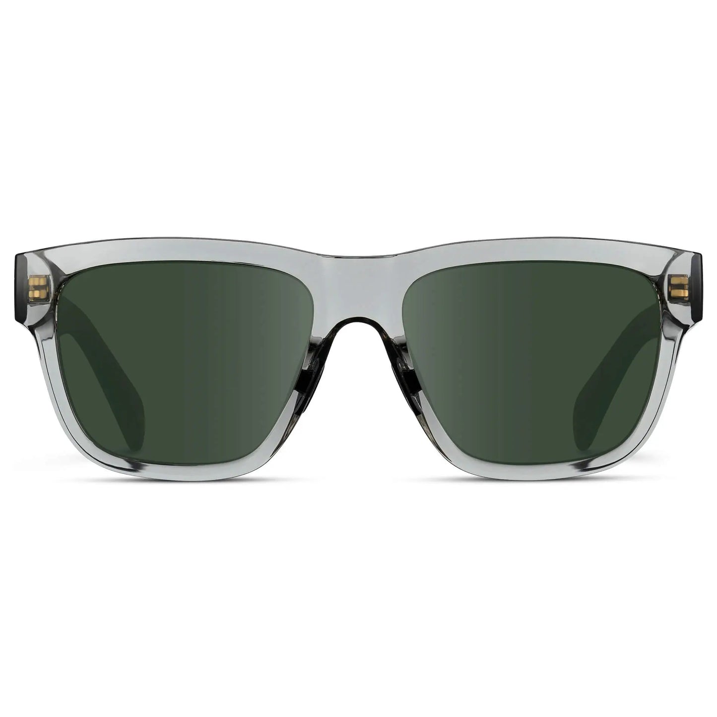 Crystal Grey / G15 || Men's Square Prescription Glasses with Crystal Grey Frame and Green Lenses on a white background