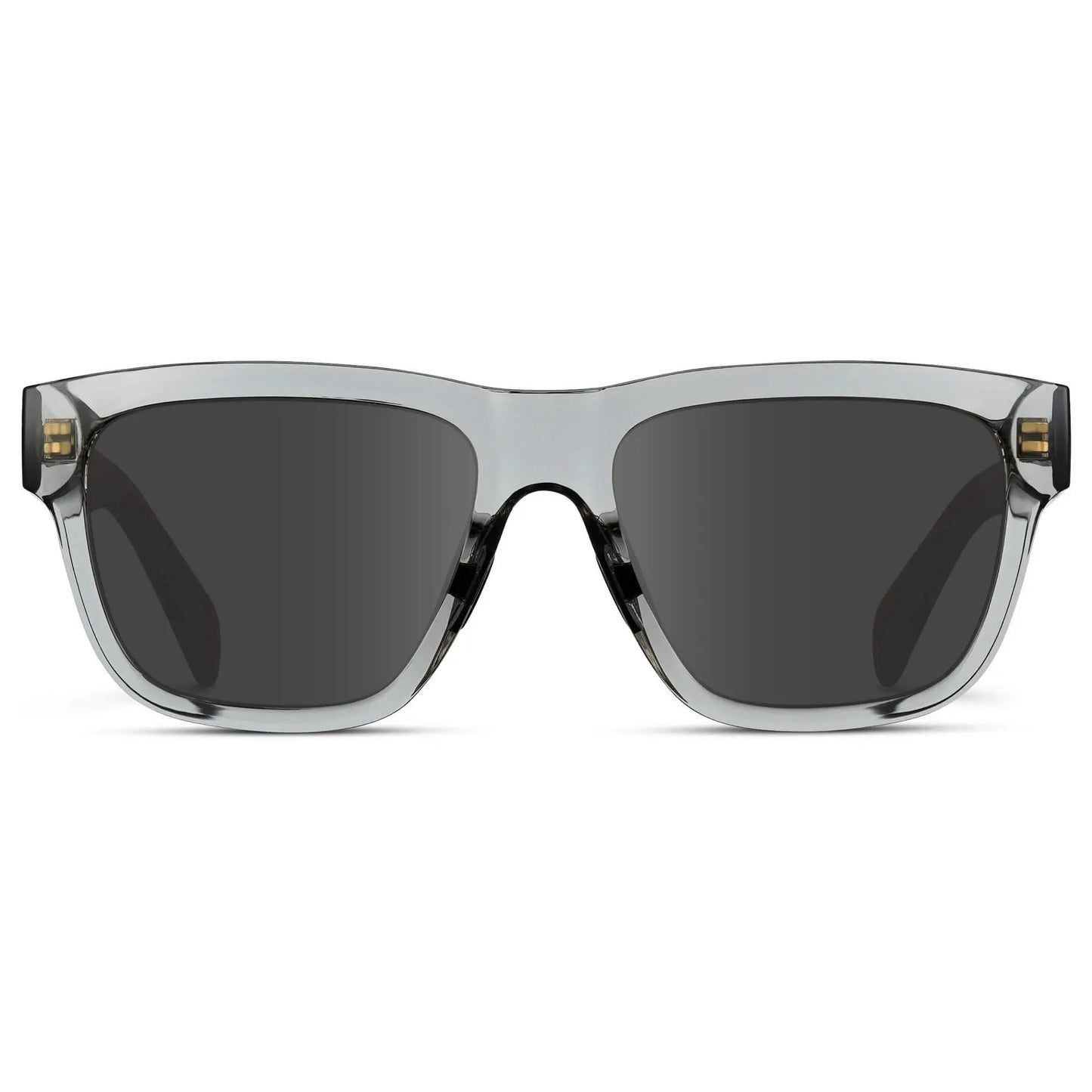 Crystal Grey / Grey || Men's Square Prescription Glasses with Crystal Grey Frame and Grey Lenses on a white background