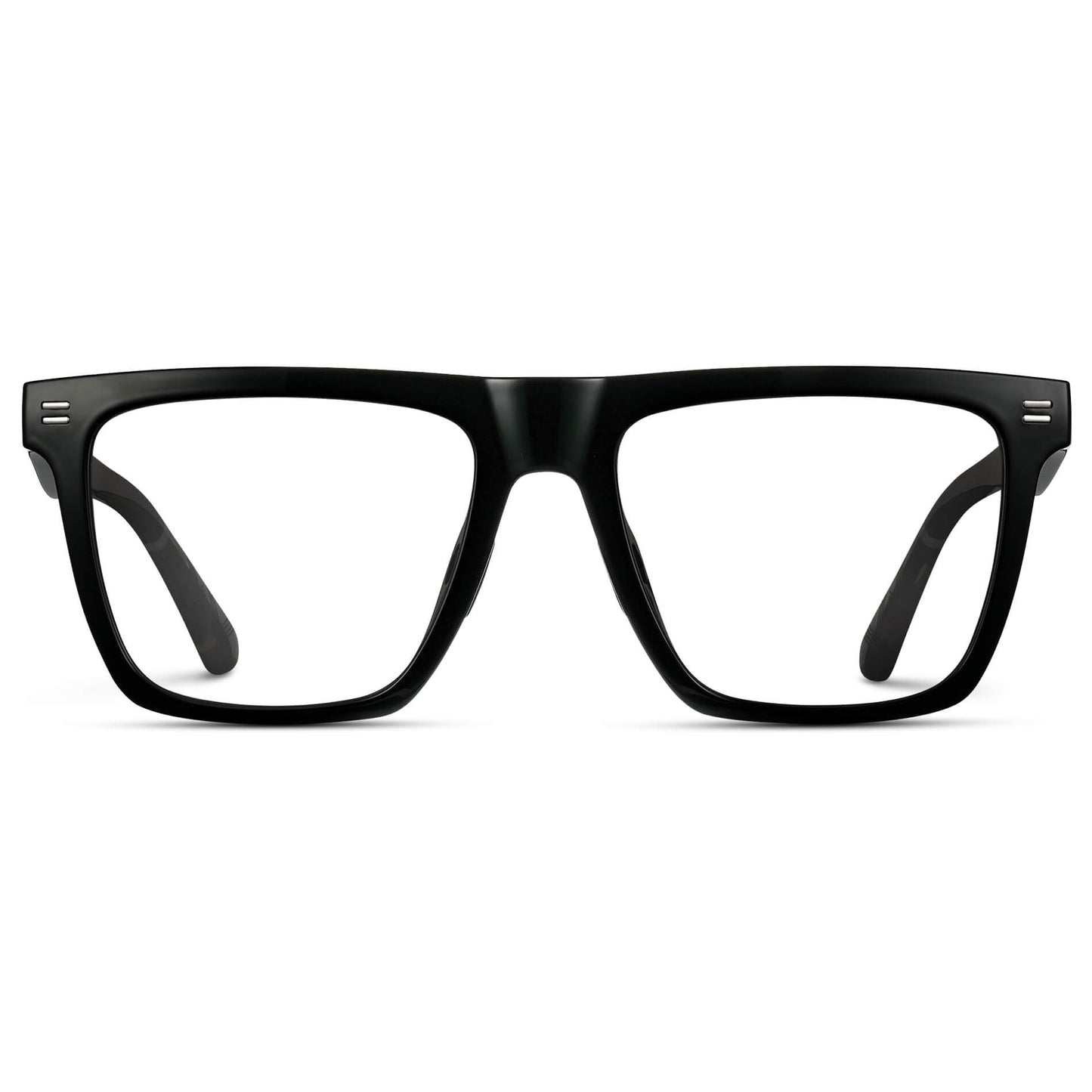 Black || Black Rectangle Frame Glasses with Clear Lenses
