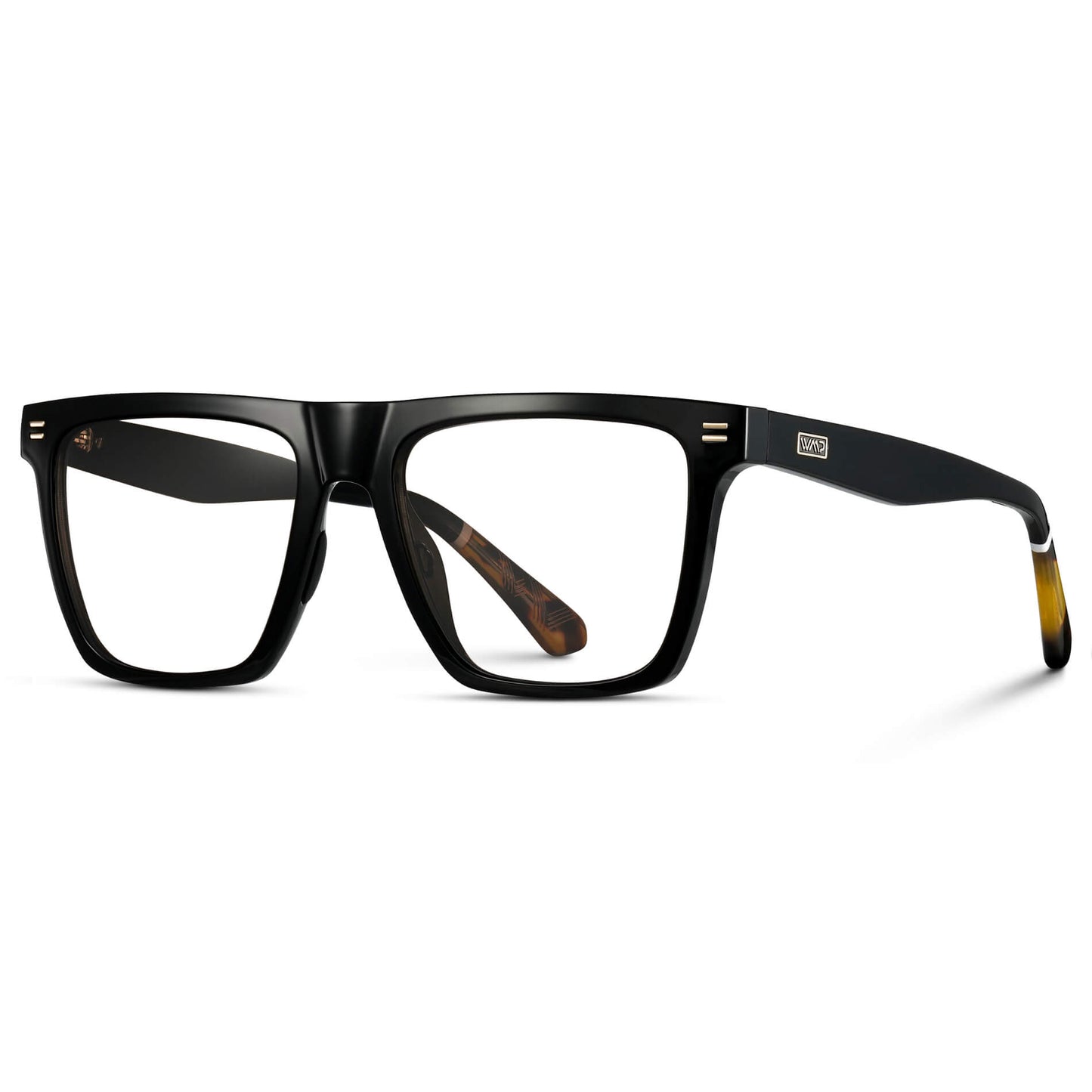 Black || Black Rectangle Frame Glasses with Clear Lenses